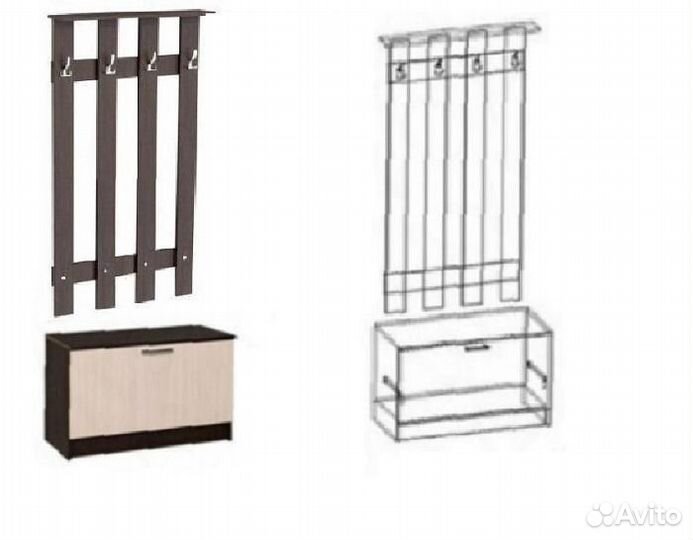 Прихожая вешалка с тумбой