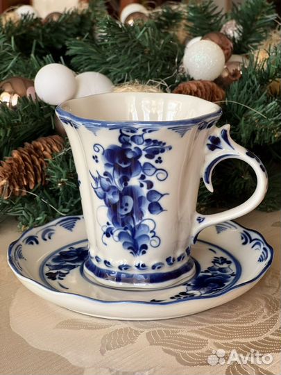 Чайная пара Гжель авторская