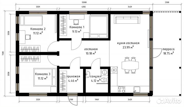 Частный дом 90м² под ключ