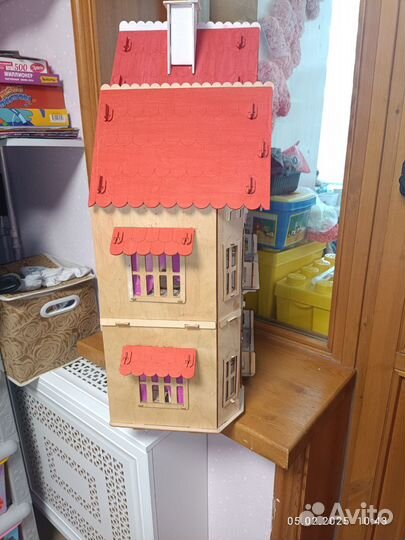 Деревянный Домик кукольный с мебелью