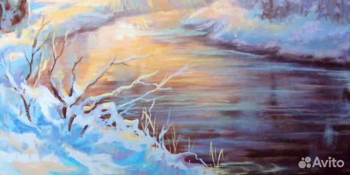 Картина маслом на холсте пейзаж, 50х40