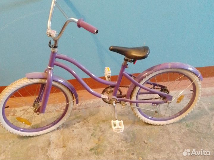 Велосипед фиолетовый шины белые вилка от BMX