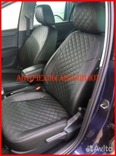 Чехлы Автопилот LADA Priora из экокожи чёрные Ромб