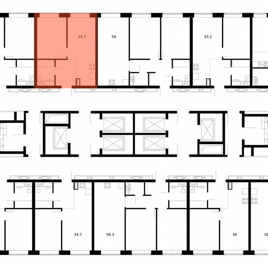 1-к. квартира, 35,7 м², 50/62 эт.