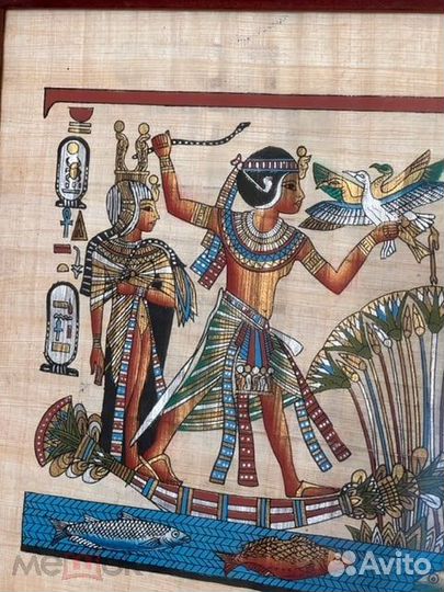Картины на папирусе. Египетские мотивы. В рамке по