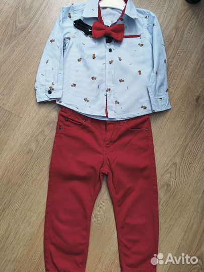 Рубашка и брюки красные.92. готовый лук