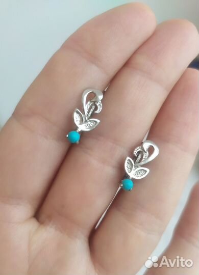Серьги с бирюзой СССР винтаж, подвески, браслет