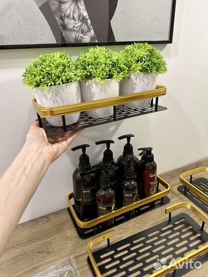 Полка для ванной кухни настеная нержавеющая прямая