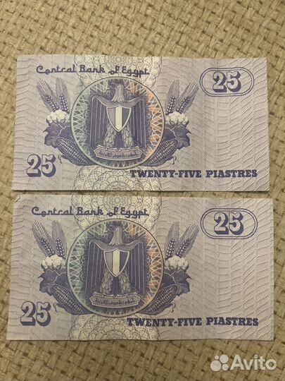 Банкнота 25 египетских пиастр