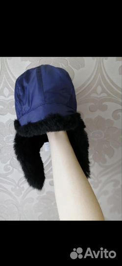 Мужская шапка ушанка с натуральной овчиной