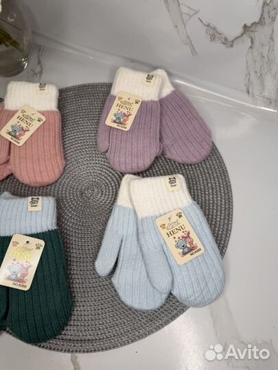 Варежки зимние детские (новые) с подкладом 3 года