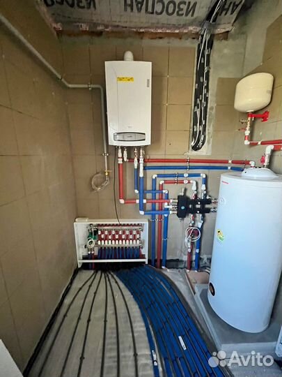 Монтаж системы отопления, установка теплых полов