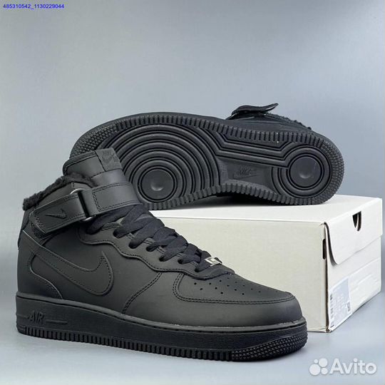 Nike Air Force 1 Black Зима с мехом (Арт.97572)