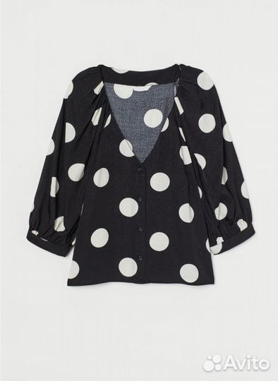 Блузка новая черная в горох hm