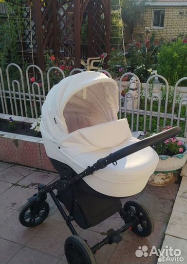 Коляска 2 в 1 индиго из экокожи