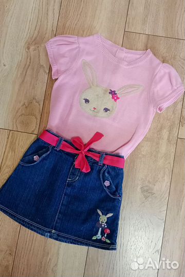 Комплект юбка-шорты и футболка 98 104