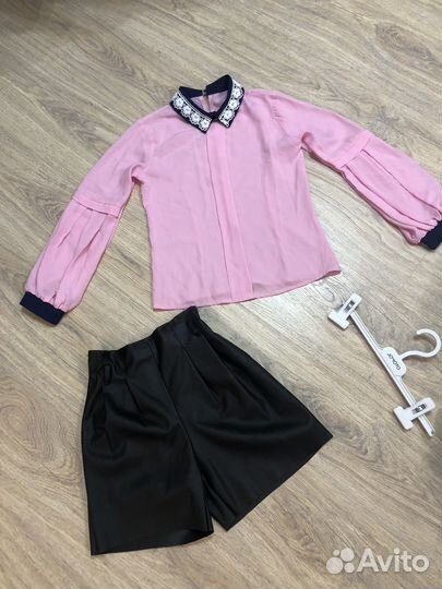 Блузка и шорты кожзам размер 146