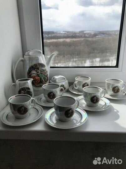 Кофейный фарфоровый сервиз мадонна гдр