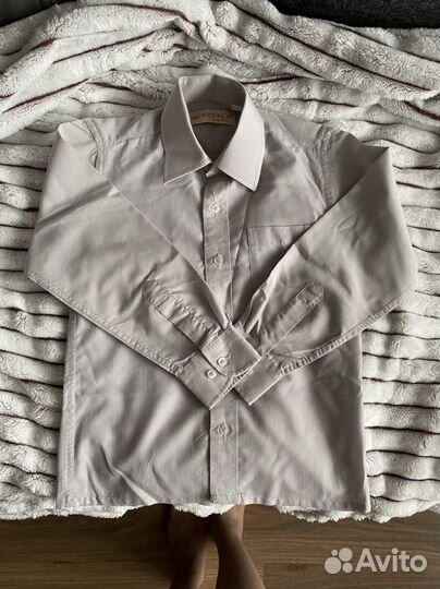Рубашка серая на мальчика 128