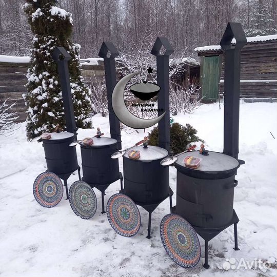 Казан чугунный с печкой 3мм