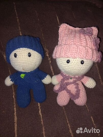 Вязаные игрушки Саша и Маша