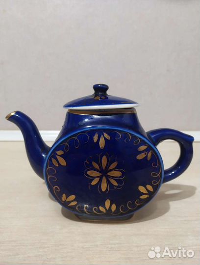 Чайник Заварочный СССР Гжель кобальт с золот