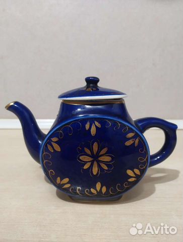 Чайник Заварочный СССР Гжель кобальт с золот