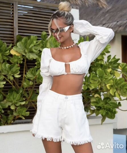 Шорты белые джинсовые