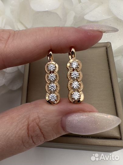 Классные серьги под бриллианты золото медицинское