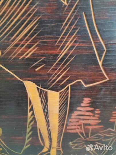 Картина СССР Пано резьба по дереву Ретро винтаж