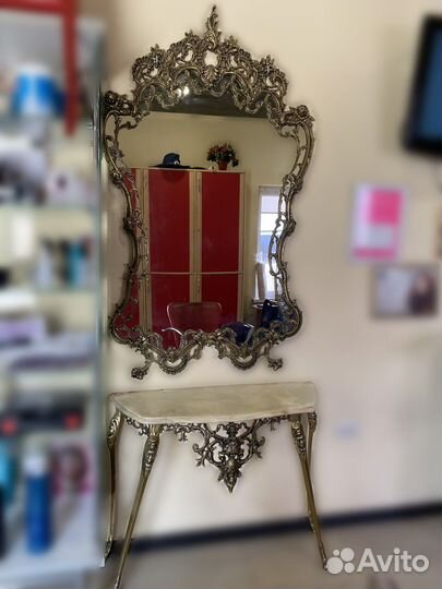 Стол и зеркало комплект для парикмахера