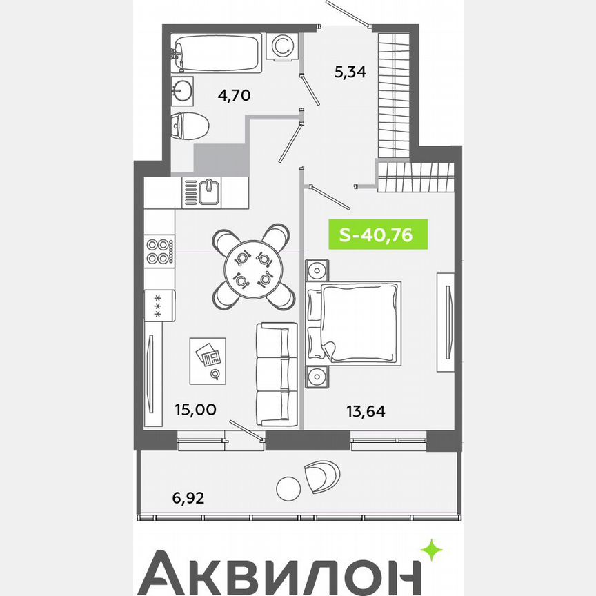 1-к. квартира, 40,8 м², 11/12 эт.