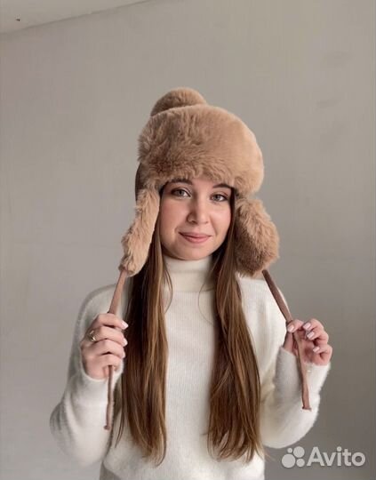Шапка ушанка зимняя женская
