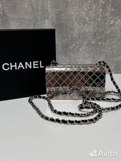 Сумка женская мини клатч Chanel золотая серебряная