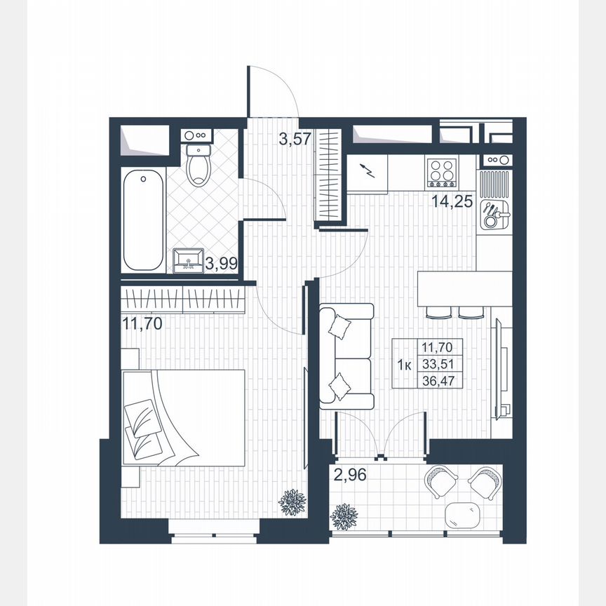 1-к. квартира, 35 м², 1/8 эт.