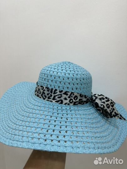 Шляпа женская пляжная голубая