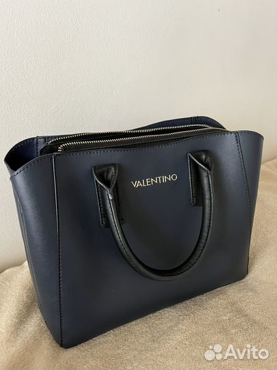 Сумка темно синяя кожаная