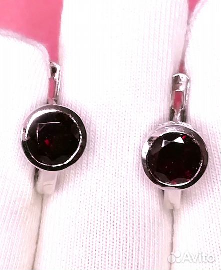 Серьги серебро гранат С292