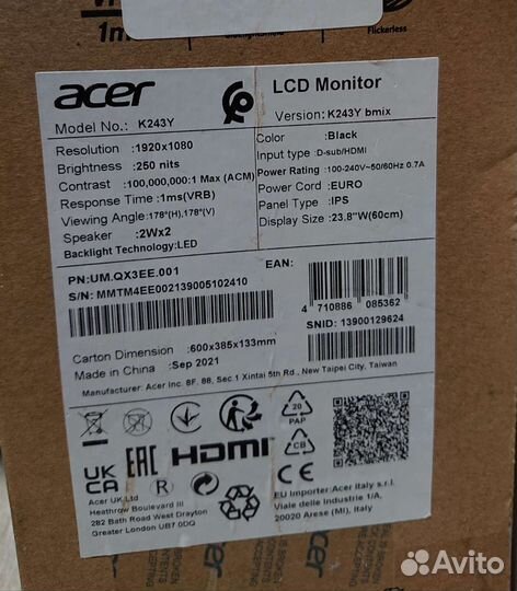 Монитор Acer 24 IPS