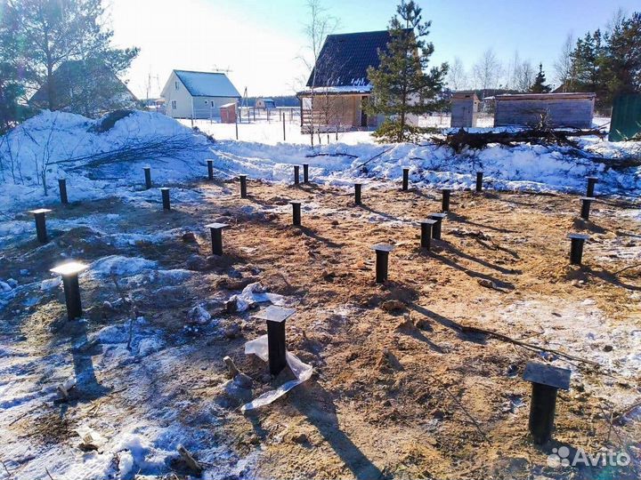 Свайный фундамент для брусового дома