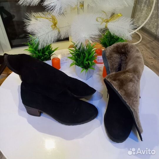 Сапоги зимние замшевые,натуральный мех 37р-р
