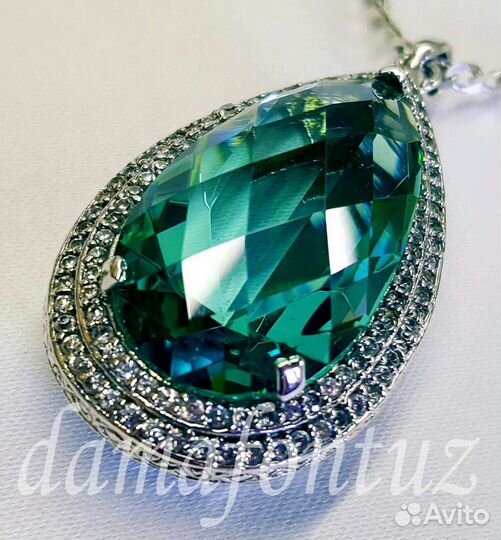 Роскошная подвеска на цепи. Серебро 925. Шпинель