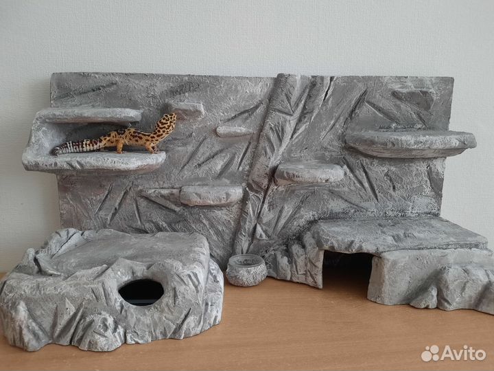 Фон для террариума + укрытие + влажная камера