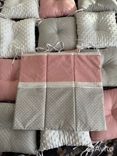 Подушки для детской кроватки + кармашки