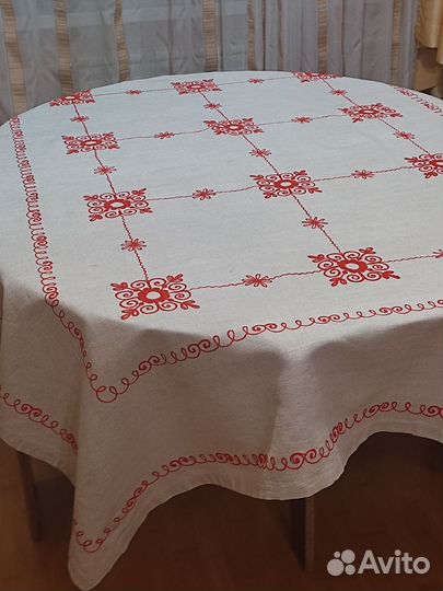 Скатерть льняная с вышивкой СССР