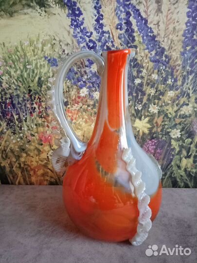 Ваза цветное гутное стекло
