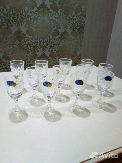 Рюмки хрустальные,новые в упаковке,12 шт,35гр