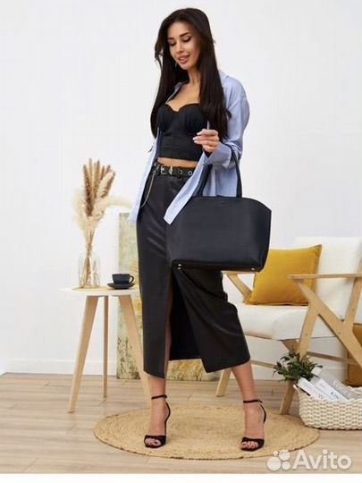 Кожаная юбка рубашка лонгслив