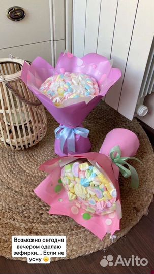 Съедобные букеты из зефира