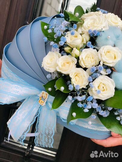 Букет на выписку в колясочке